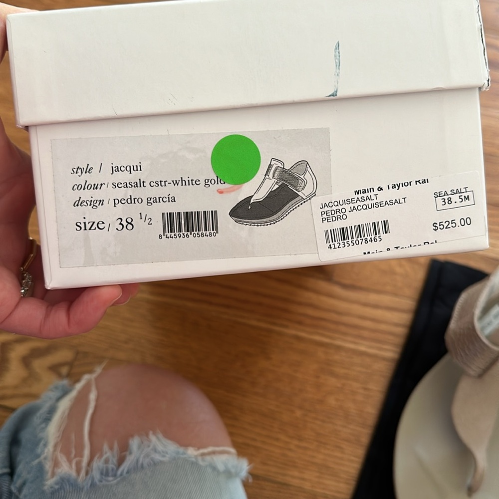 NWT - Pedro Garcia Jacqui Sandal Seasalt/white gold Sz 38.5 - Picture 7 of 8